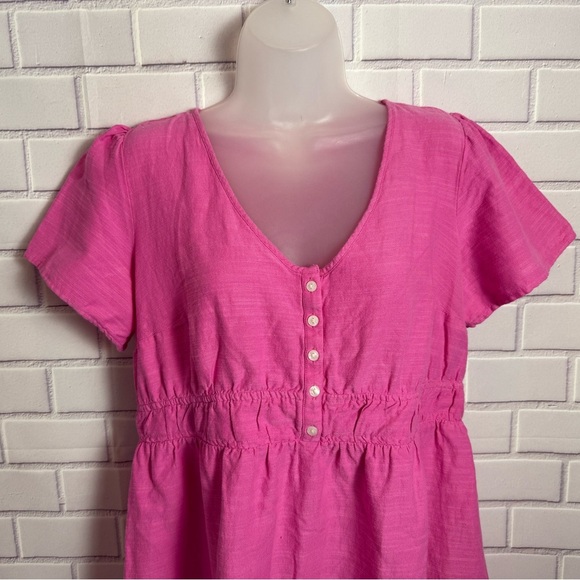 INGRID & ISABEL  Vibrant Pink Buttoned V-Neck Dress/size M - Picture 2 of 10